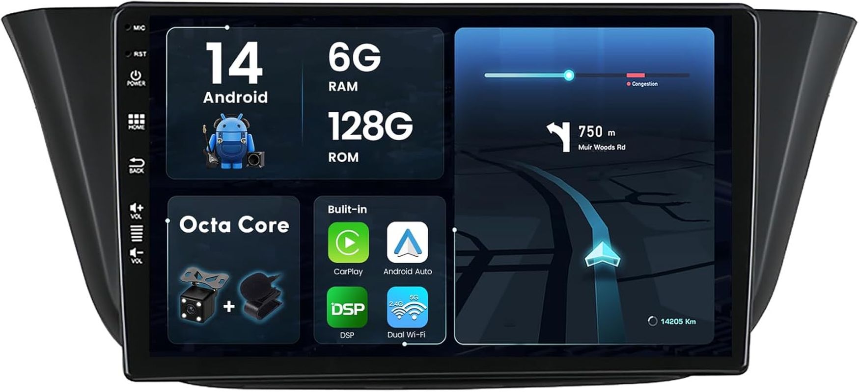 6G+128G - Android 14 IPS Car Stereo for Fiat Iveco Daily VI (2014-2021) - Wireless Carplay/Android Auto - Camera + MIC - 9 Inch 2 Din - DAB Steering Wheel Fast-Boot 360-CAM AHD GPS Head Unit