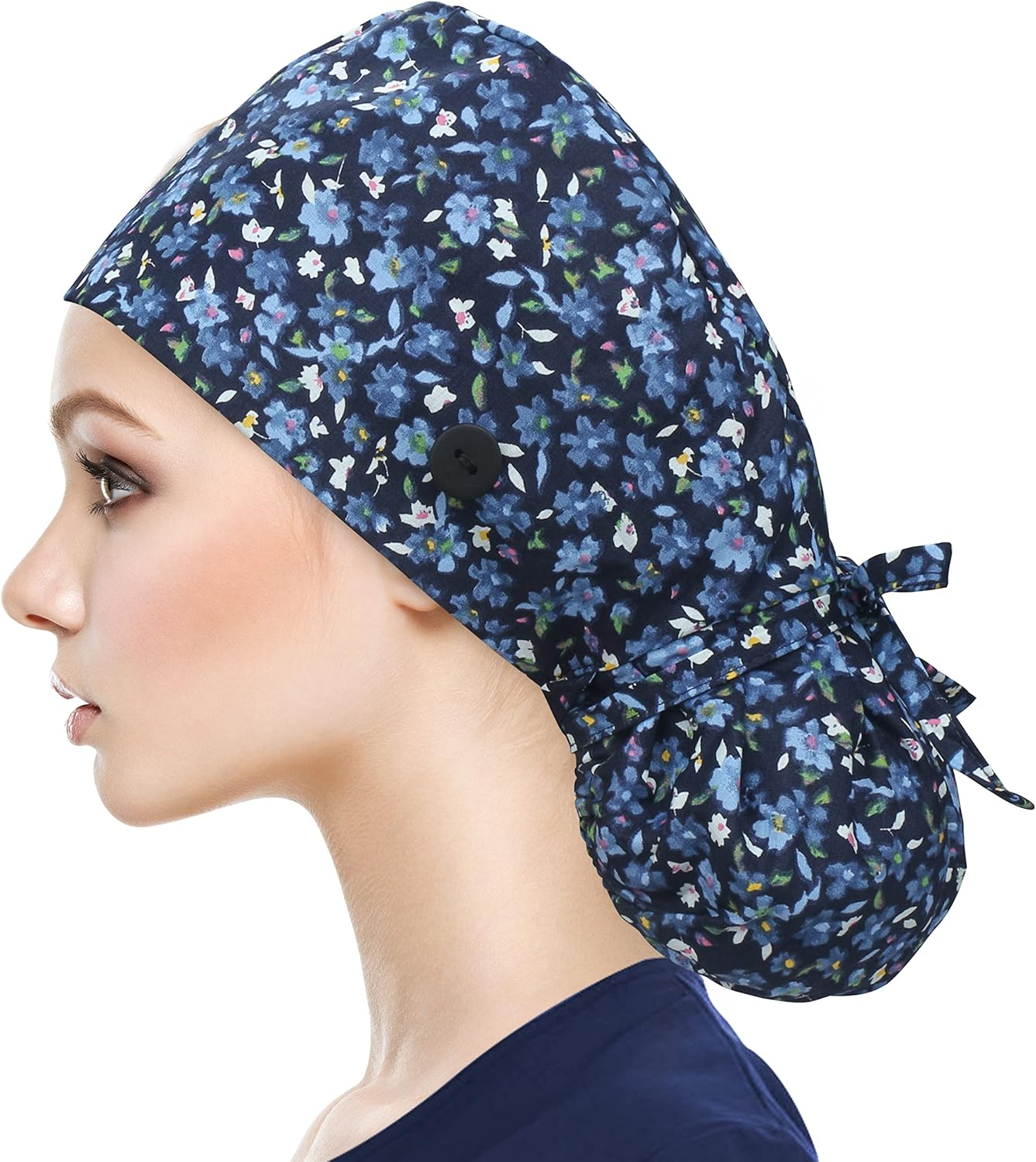 QBA Adjustable Working Cap with Button, Cotton Working Hat Sweatband, Elastic Bandage Tie Back Hats for Women & Men, One Size image number 3