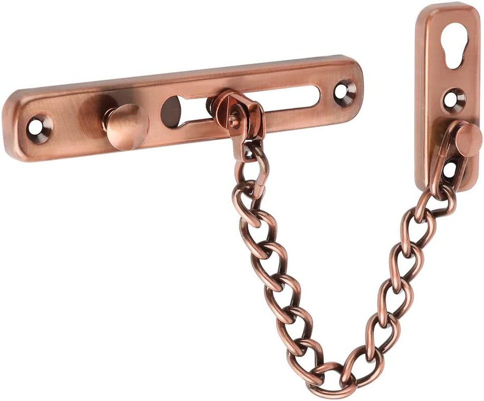Alise Chain Door Guard Lock,Door Chain Locks with Safety Spring Anti-Theft Press Latch,Chain Locks for inside and Extra Front Door, Red Bronze(1 Pack) - Brushed Nickel image number 7