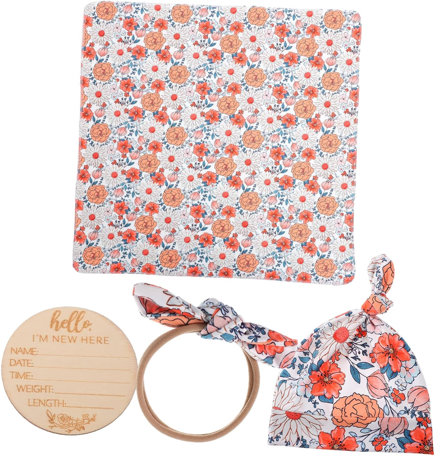 1 Set Hat and Headband Newborn Receiving Wrap Birth Announcement Sign Soft and Comfortable Blanket For image number 4