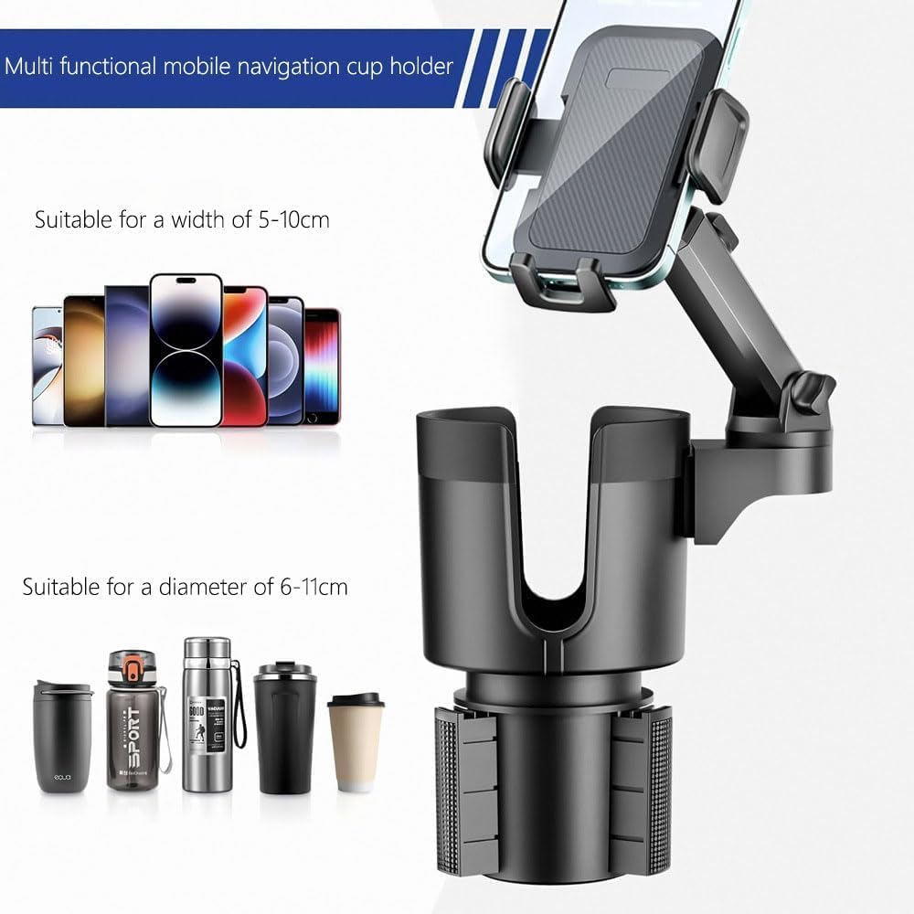 ZANZER Cup Holder Phone Mount, 2 in 1 Universal Phone Mount Expander with Adjustable Cup Holder, Long Arm 360&deg; Rotation Holder for Cars & Smartphones and Microfiber Car Towel