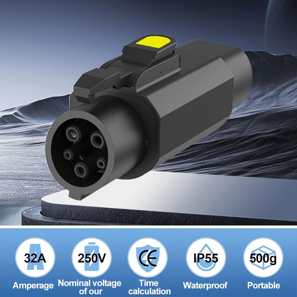 Helanzer EV Charging Adapter Type 2 to Type 1, IEC 62196 to SAE J1772 EV Adapter for Electric Vehicle Charging Cable with Anti-Theft Clip, IP54, 32A image number 2