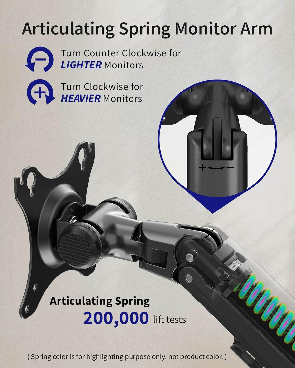 Ergounion Single Monitor Arm Desk Mount, Holds Screens up to 40 Inches and 25 Lbs, Fully Adjustable Vesa Monitor Mount with C-Clamp and Grommet Base, Aluminum, Black image number 6