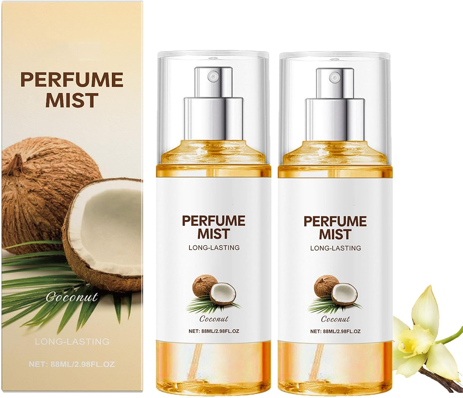Coconut Women'S Perfume Spray, Long-Time Fragrance, Light Texture, Fresher and Gentle, Essential Oils for Hair and Body, Body Spray, Charming Fragrance Anytime, Anywhere, for Everyday Use (3Pcs)