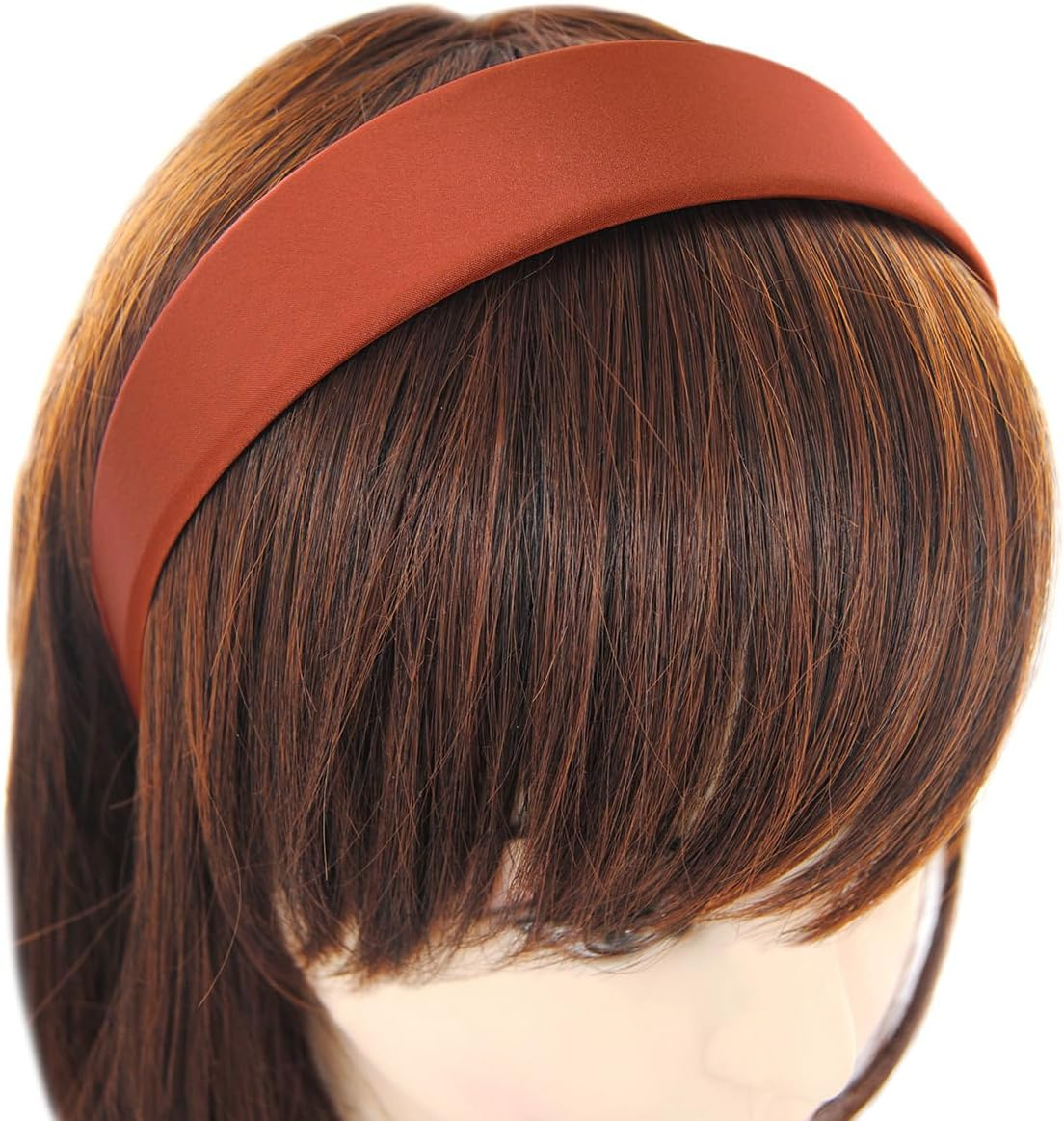 Axy HRK1 Wide Satin Covered Hair Band Vintage Classic Look Hair Band Headband (Earth Orange) - Beige image number 7