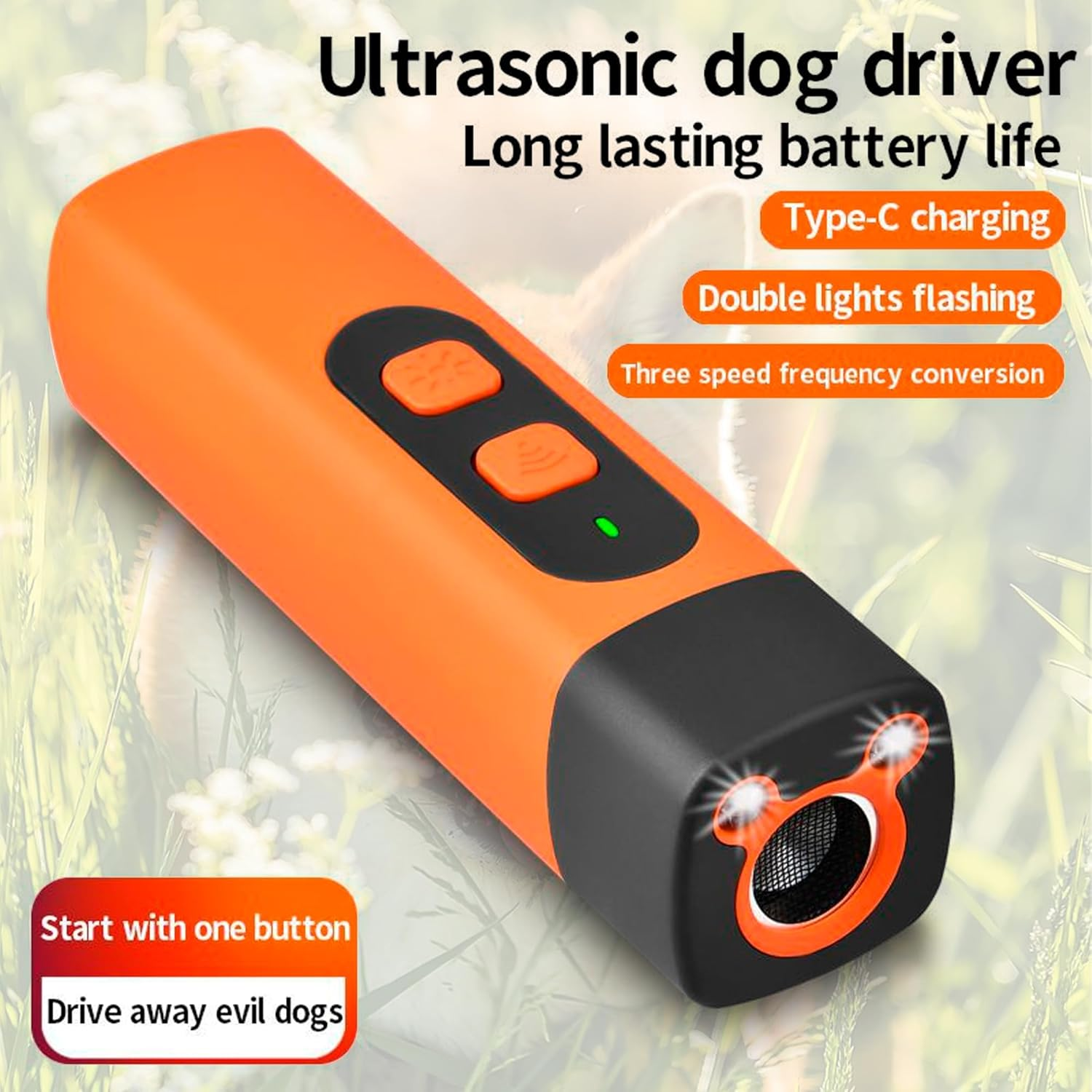 Emesak Barkshield Pro - Bark Shield Dog Bark Deterrent Devices, Double Lights Flashing / 25000-40000 3-Speed Frequency Conversion anti Barking Tool 100% Safe for All Dogs