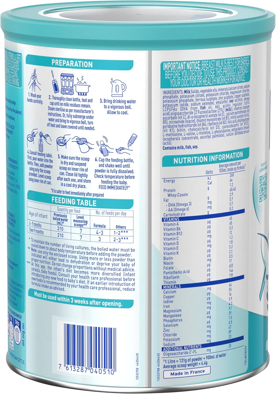 Nestl&eacute; NAN OPTIPRO 2 Premium Baby Follow-On Formula Powder, from 6 to 12 Months &ndash; 800G image number 3