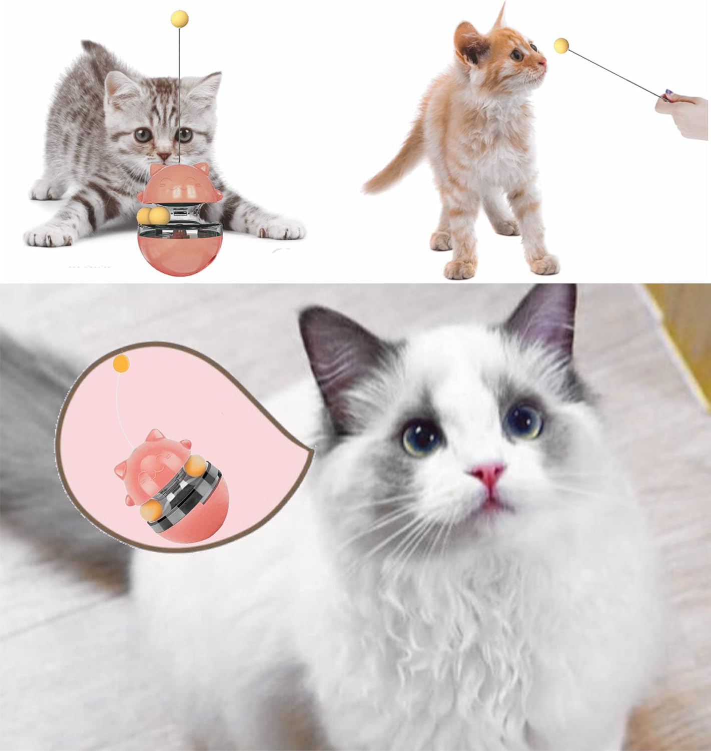 Cat Treat Dispenser Tumbler Interactive Puzzle Feeder, Cat Snacks Temptations Ball Food Puzzle Toy image number 4