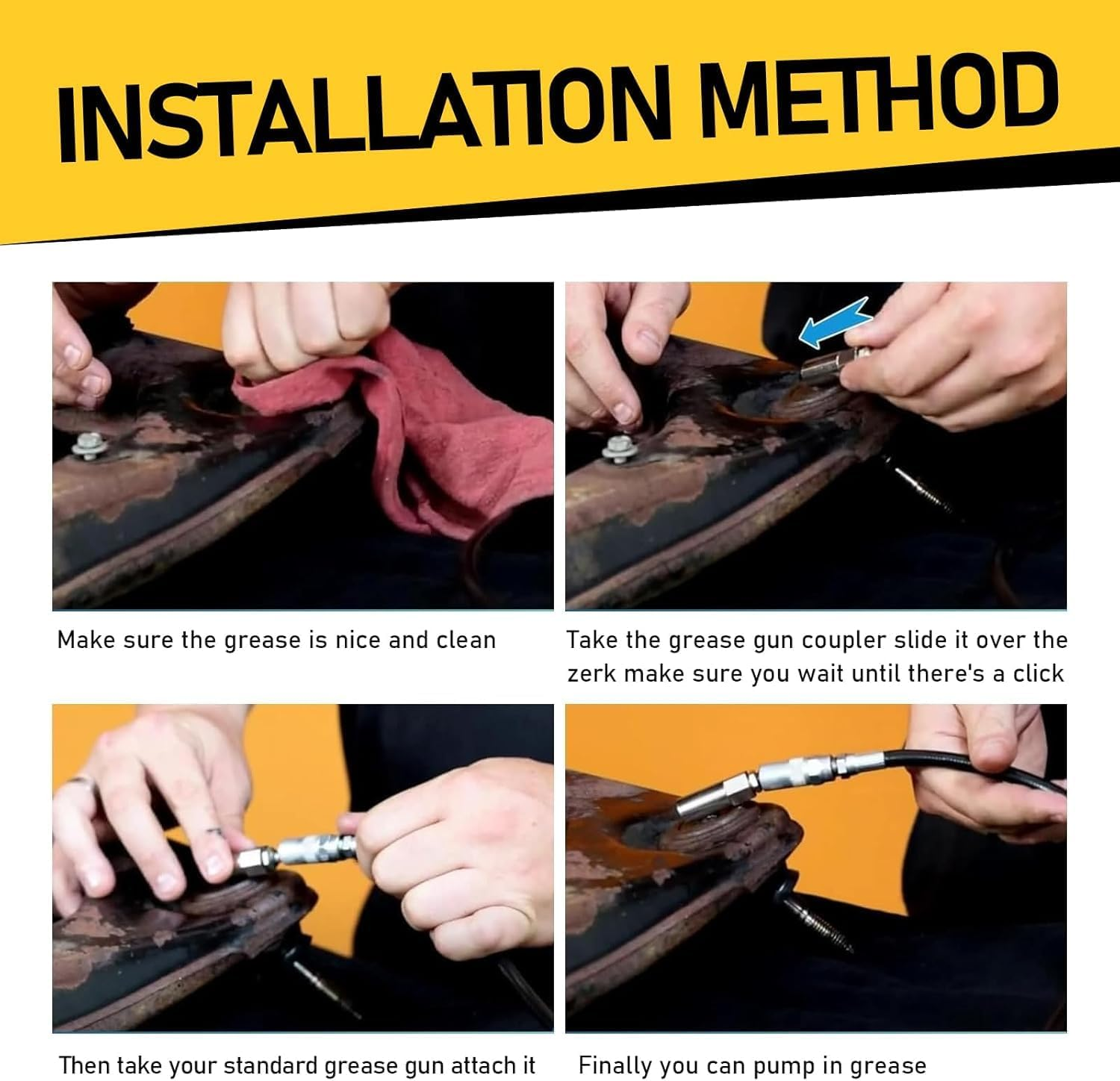 Push-On Slotted Grease Gun Coupler Adapter with 1/8" NPT Threads,2Pcs Push on Slotted Right Angle 90 Degree Grease Coupler,90 Degree Push on Slotted Right Angle Grease Coupler Grease Gun Hose Adapter image number 6