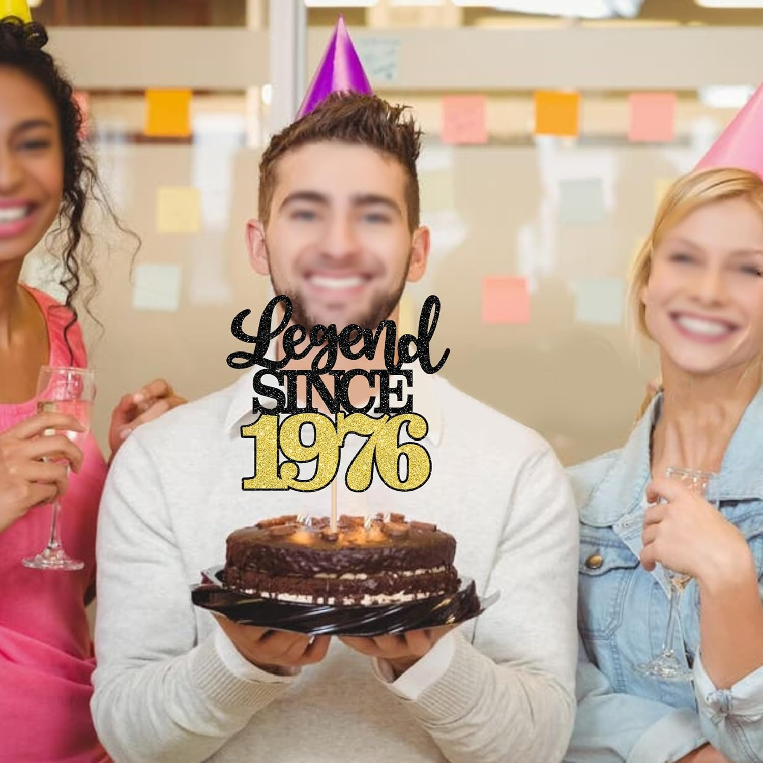 1 Pack Legend since 1976 Cake Topper Glitter Happy 50Th Birthday Cake Pick 50 Fabulous Cake Decorations for Cheers to 50Th Birthday Wedding Anniversary Party Supplies - 100Th image number 2