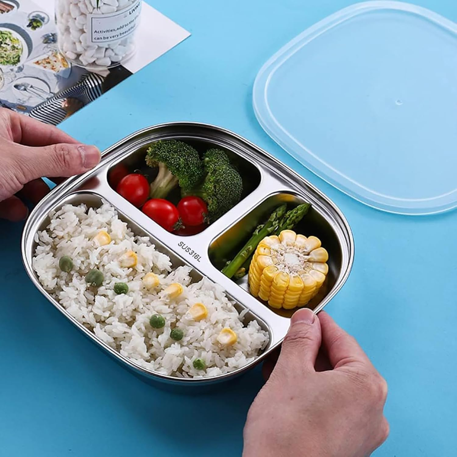 Stainless Steel Baby Plate, Stainless Baby Suction Plates Reusable Stainless Steel Kids Plates for Toddler Feeding Supplie, Dishwasher Safe (Kid'S Plate) image number 6