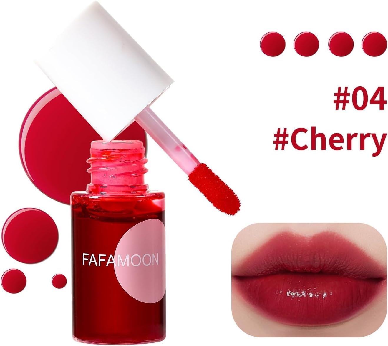 4 Colors Lip Tint Stain Mini Liquid Lipstick, Korean Water Tint Lightweight Non-Sticky, Waterproof Long Lasting Liquid Blush & Lip Stain, Transferproof (Apple & Strawberry & Watermelon & Cherry) image number 1