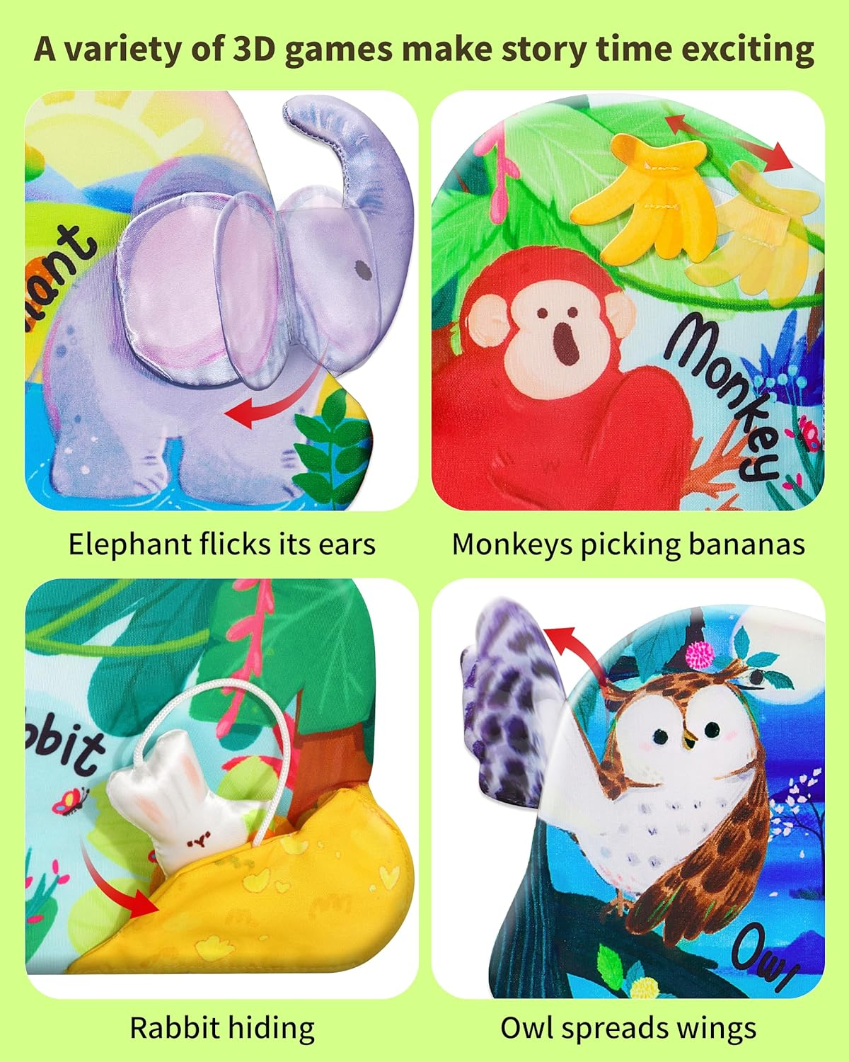 Baby Books 0-6 Months, Infant Tummy Time Sensory Teething Toys Baby Toys 6 to 12 Months, Touch and Feel Soft Cloth Book, 3D Crinkle Book Toy for Infant Newborn Boys Girls Early Learning image number 4