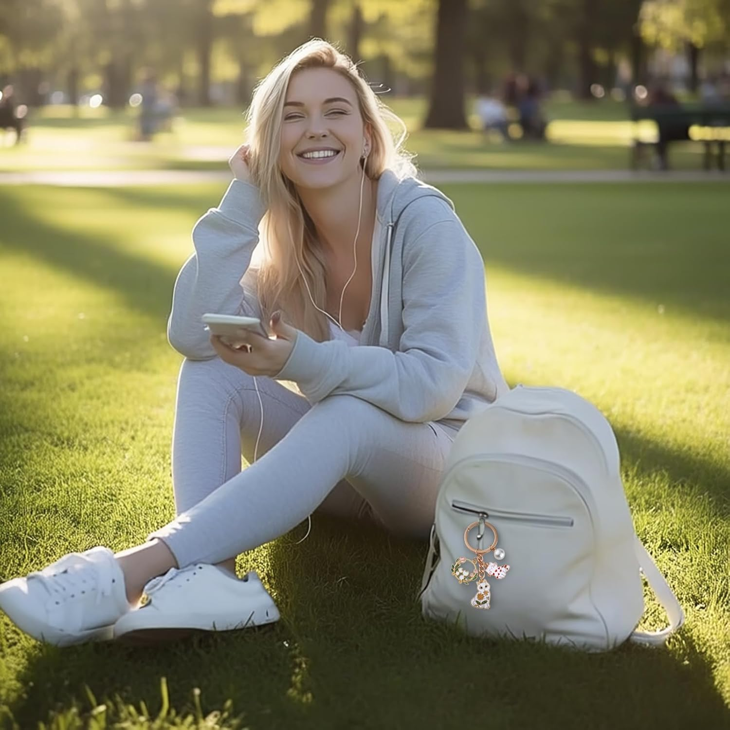 2 PCS Cat Bag for Women - Personalised Makeup Bag Set with Keyring, Themed Travel Cosmetic Zipper Pouch, Cute Keychain for Car Keys/Purses/Handbags image number 5