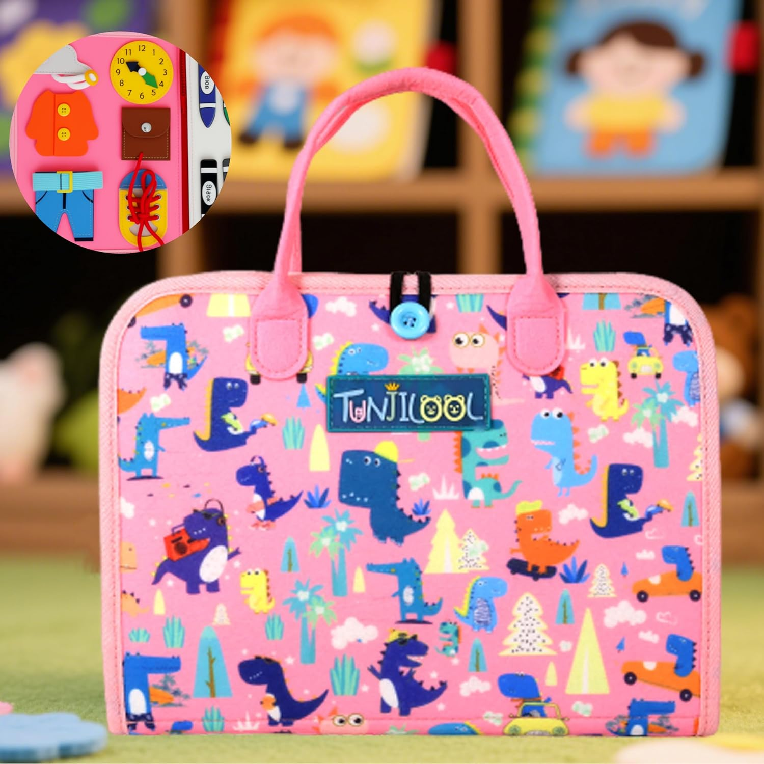 TUNJILOOL Montessori Busy Board - 8-In-1 Sensory Activity Book with Detachable Pages, Travel-Friendly Learning Toy for Fine Motor Skills & Preschool Education image number 3