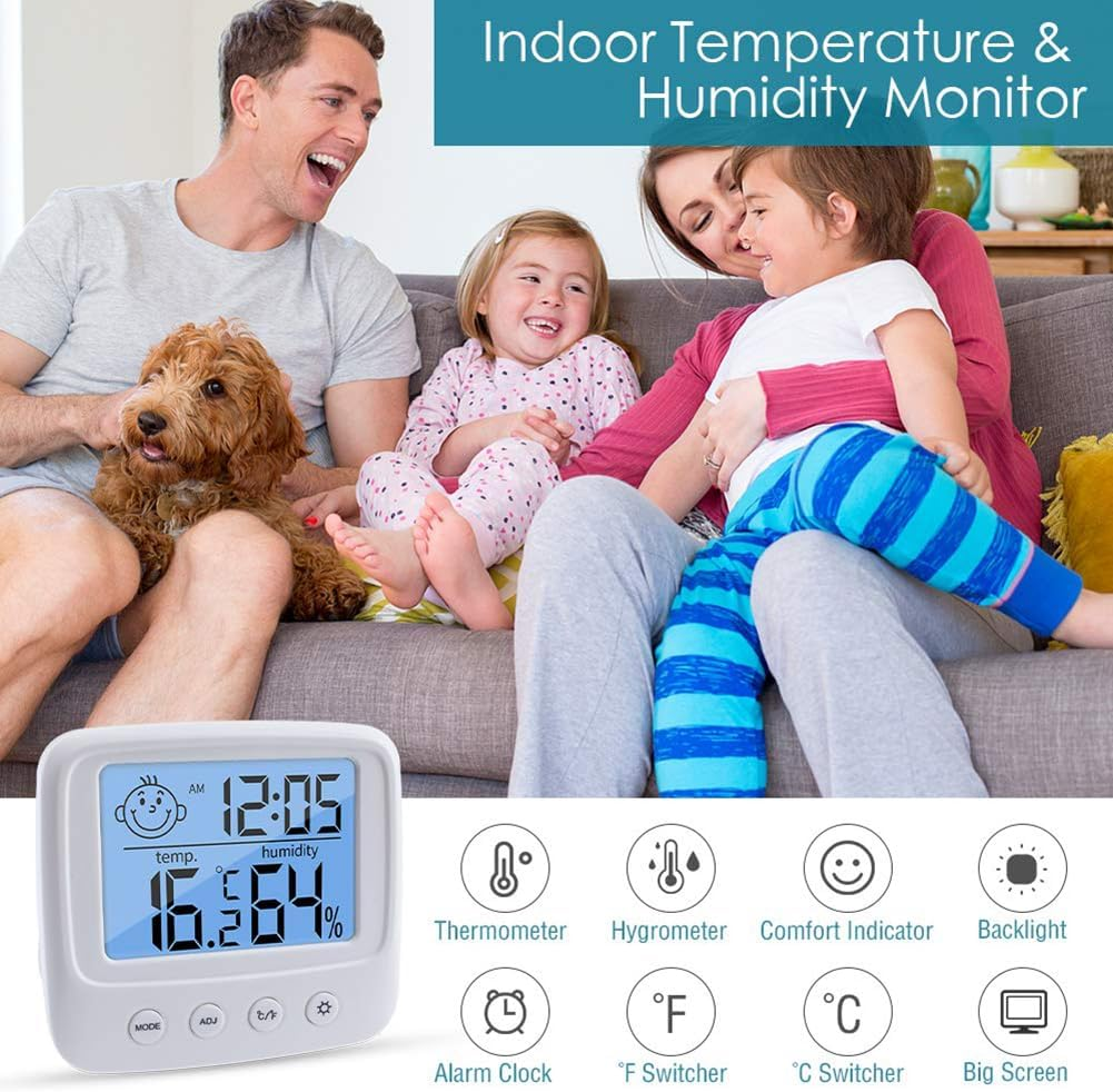 Mumoo Bear Indoor Thermometers Hygrometer Digital Room Thermometer and Humidity Gauge with Clock Humidity Temperature, 5S Fast Refresh, Backlight Function for Home, Office, Bedroom image number 6