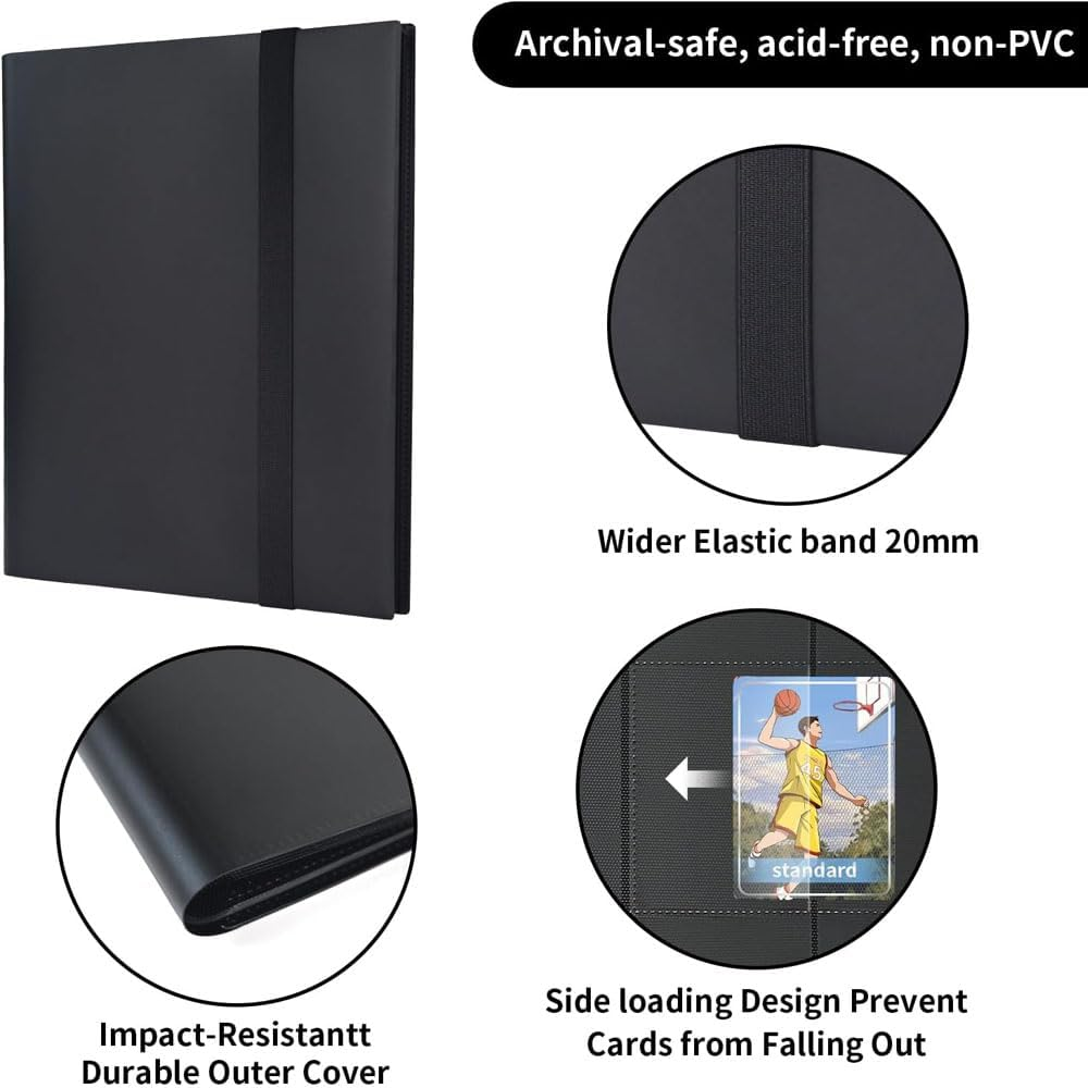 Vivva 9 Pocket Card Binder, Premium Trading Card Binder, 360/540 Double Sided Pocket PU Collection, Collector Album, Card Folder for MTG, TCG, Sports Cards image number 1