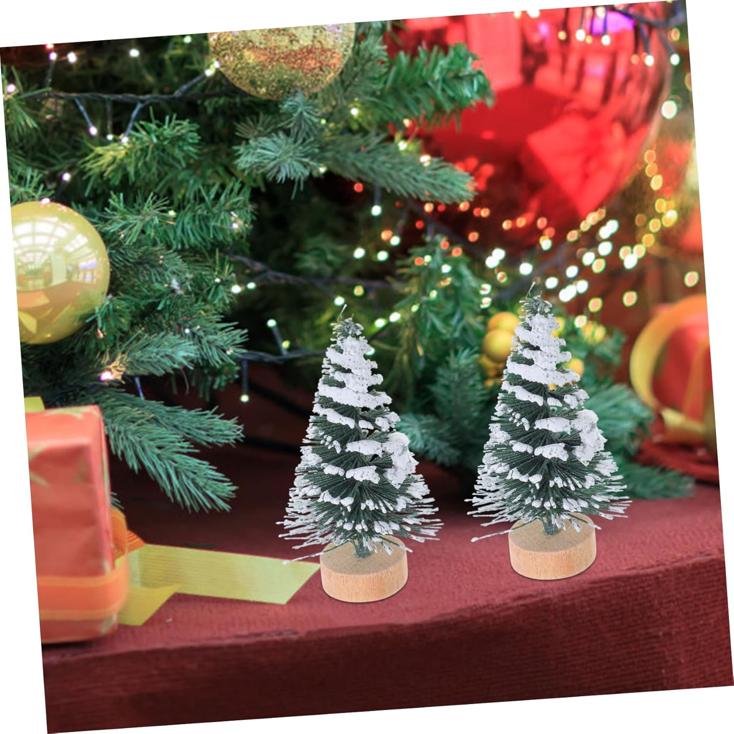 10Pcs Mini Christmas Tree Ornaments Covered in Snow Pine Twig Christmas Tree Decorations for Desktop Party and Home Xmas Decorations
