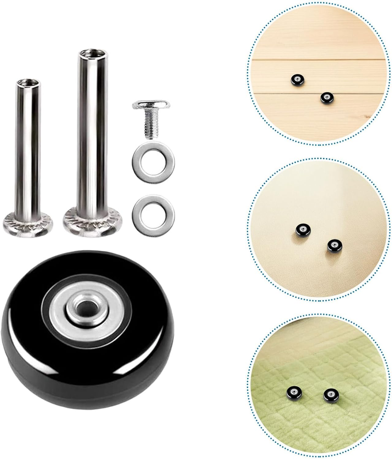 GAROZATION 6Pcs Luggage Wheel Replacement Kit 40X18Mm with Screws, Silent Swivel Suitcase Wheels Repair Parts for Travel Suitcase and Luggage Bag Assembly image number 5