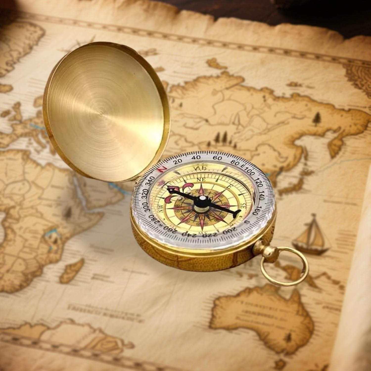 Zvorgath Compass, Camping Survival Compass, Metal Copper Clamshell Style with Glow in the Dark Feature, for Camping, Survival, Hiking, Hunting, and Climbing image number 5