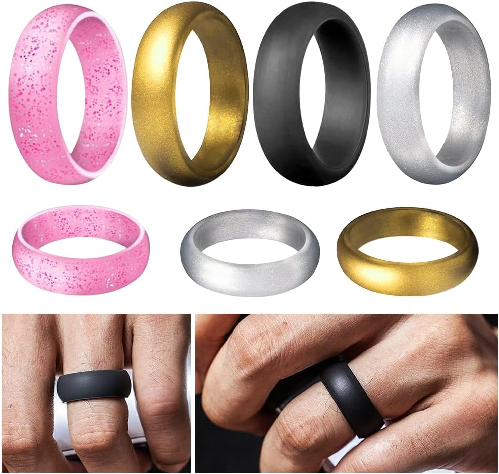 1X Black #6 Silicone Wedding Ring Rubber Band Men Women Casual Sport Gym Gift Sports
