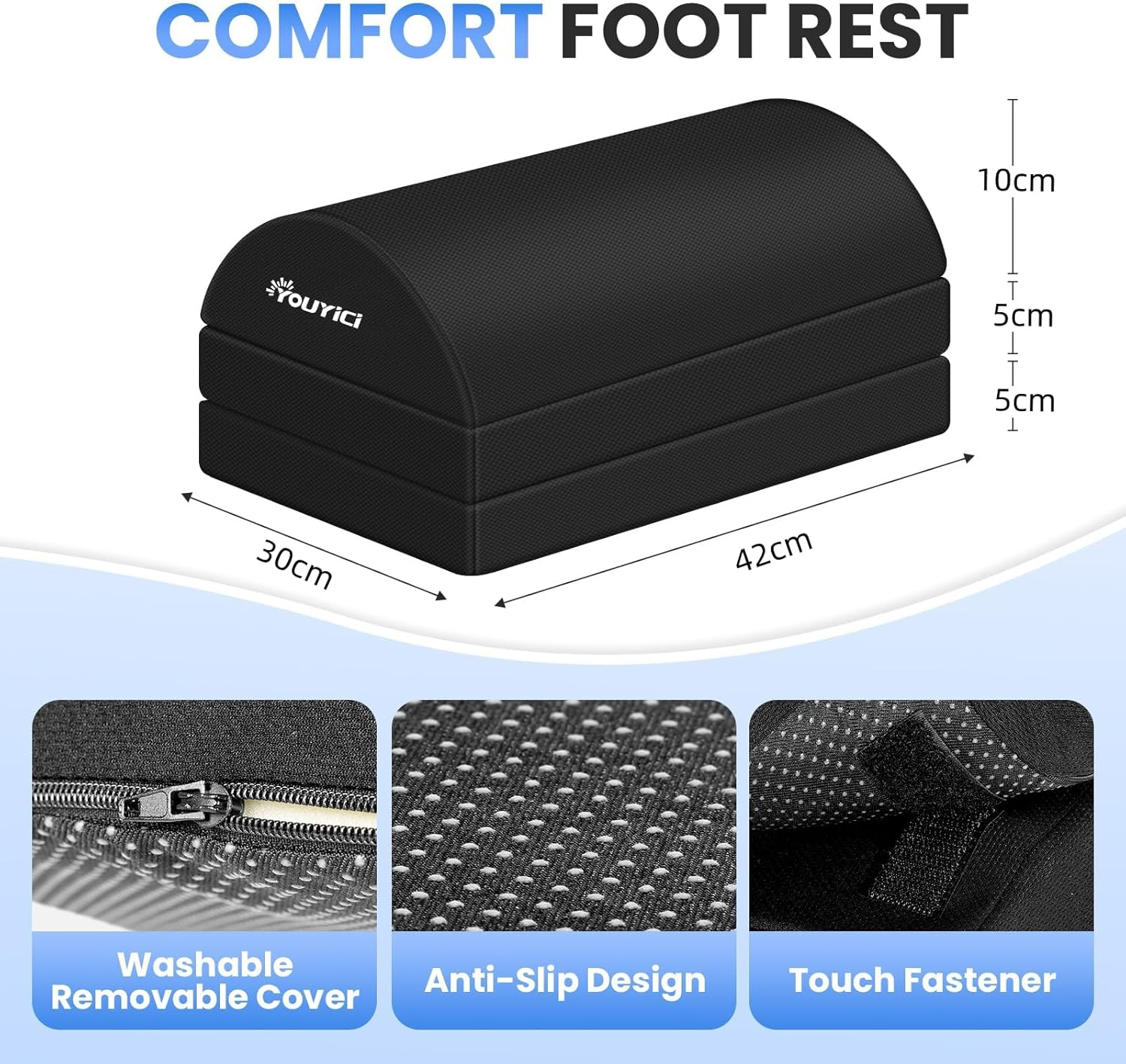 Foot Rest for under Desk at Work, Gaming Accessories Foot Stool with 3 Adjustable Heights, Memory Foam Foot Rest Cushion Ergonomic Footrest for Office, Home and Car image number 4