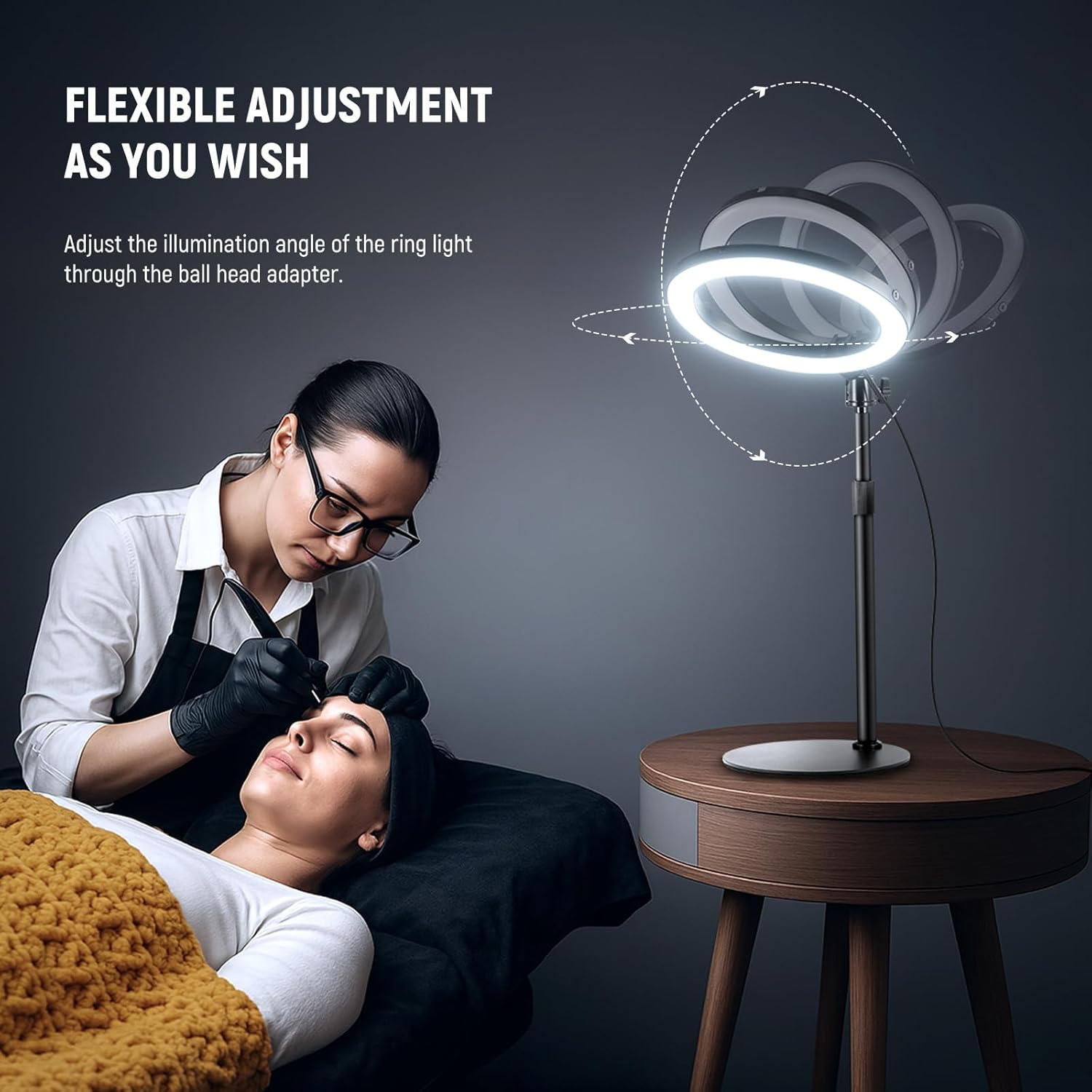 NEEWER 10" 20W LED Ring Light with Desk Stand Phone Holder for Iphone Laptop, Bi Color 2900K-7000K, USB C PD Input, CRI97+ 1660Lx/0.5M, Selfie Makeup Tiktok Recording Video Conference Lighting, RH10B image number 5