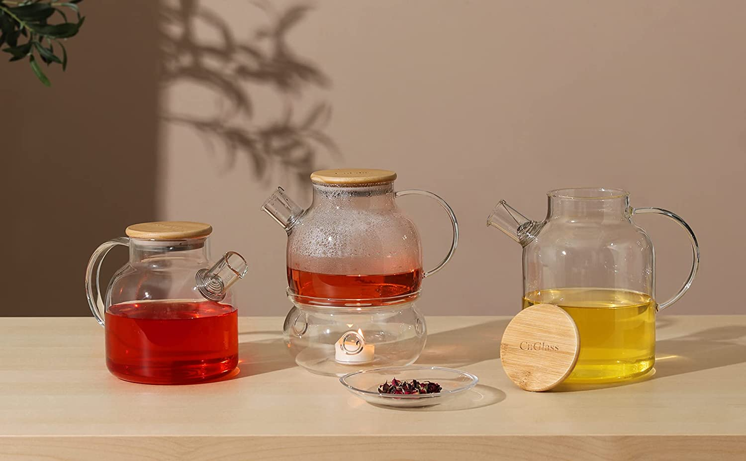 Cnglass Glass Teapot Stovetop Safe,30.4Oz/900Ml Clear Teapots with Removable Filter Spout,Teapot for Loose Leaf and Blooming Tea