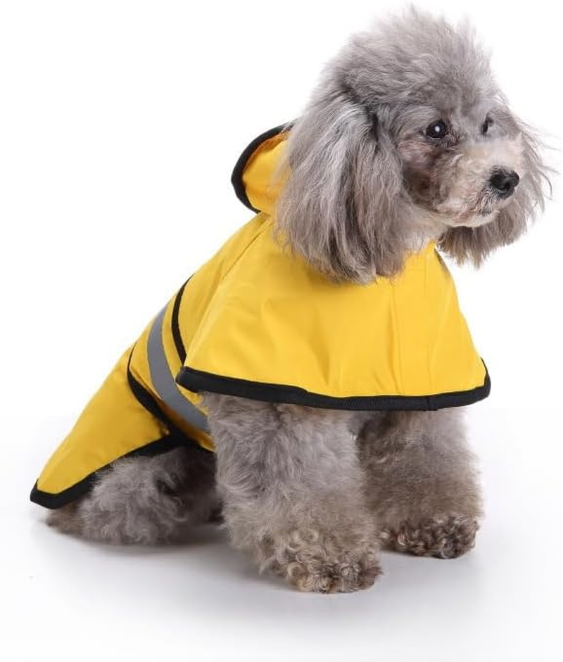 Dog Raincoat Adjustable Pet Water Proof Clothes Lightweight Rain Jacket Poncho Hoodies with Strip Reflective (S, Yellow) image number 5