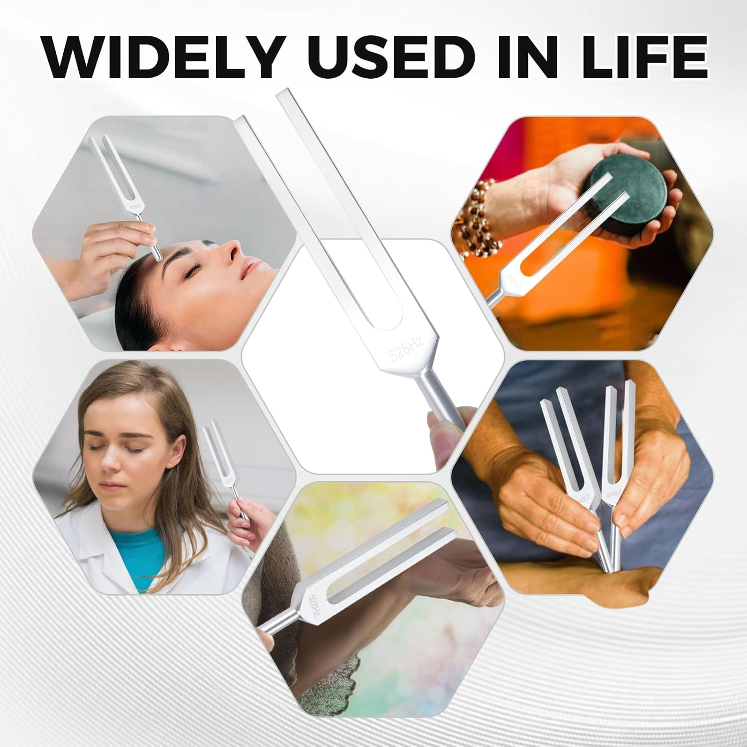 528 Hz Tuning Fork for DNA Repair Healing, Perfect Healing, Musical Instrument, Sound Therapy, Vibration, with Silicone Hammer, Bag and Cleaning Cloth