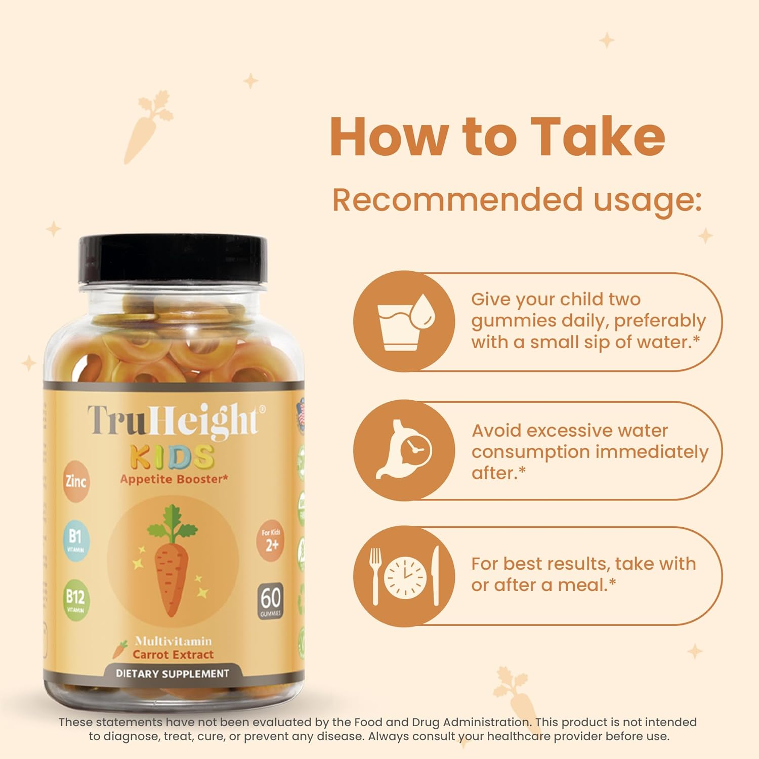 Truheight Kids Appetite Booster Gummies (Ages 2+) All Natural Toddler, Kids & Teens Appetite Stimulant to Eat More - Weight Gain Vitamins - Endorsed by Pediatricians - Vitamin for Underweight Kids image number 5