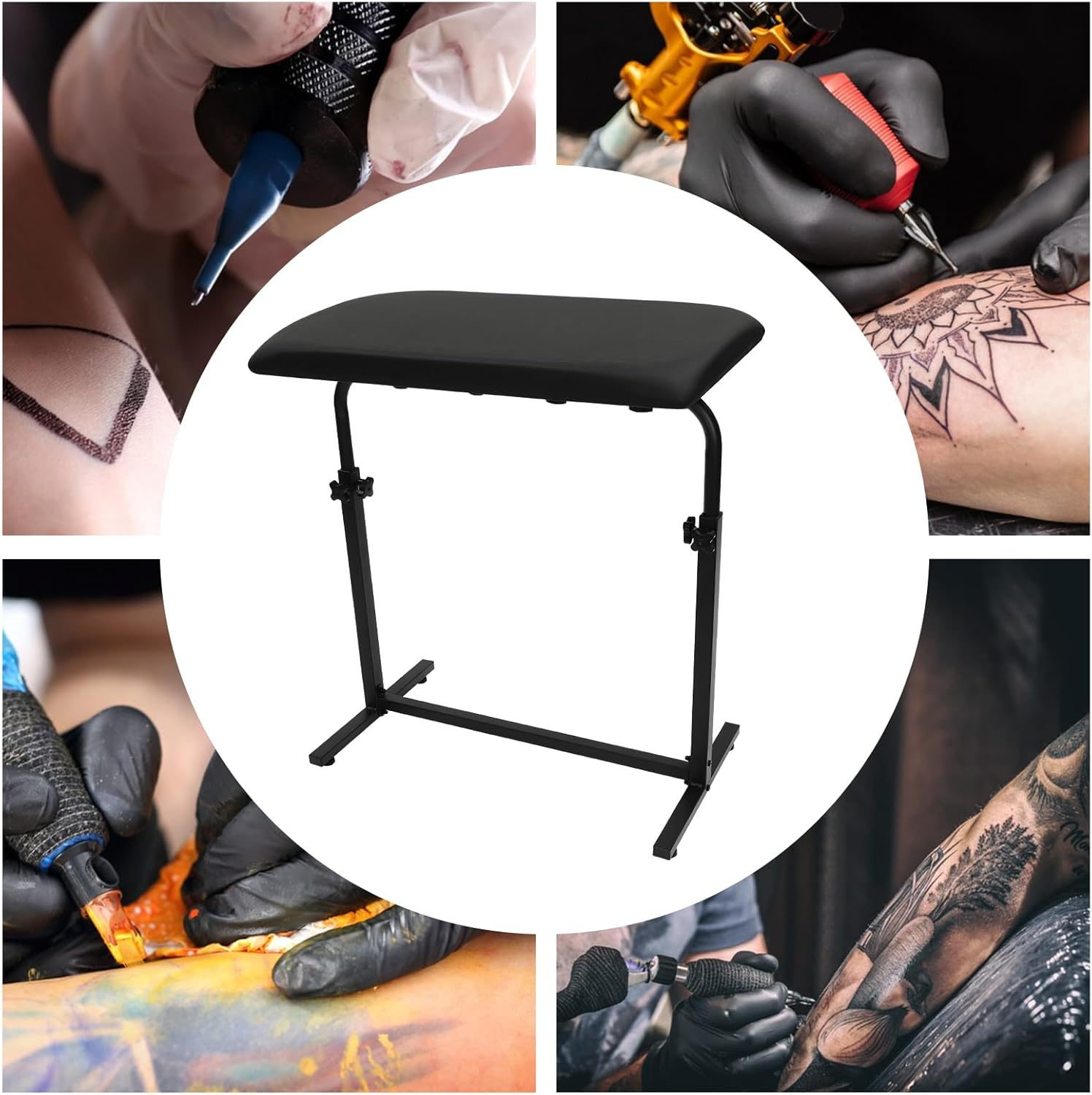 Professional Heavy Duty Iron Tattoo Armrest - Adjustable Height and Tilt, Leg Rest Stand with PU Leather Arm Bar Pad image number 2