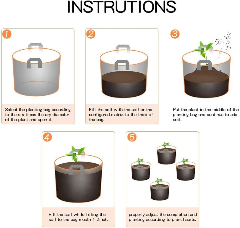 Breathable Fabric Grow Pot Pouch Root Container Garden Plant Bag Handle - 3GAL/5GAL/7GAL/10GAL (7GAL) image number 2