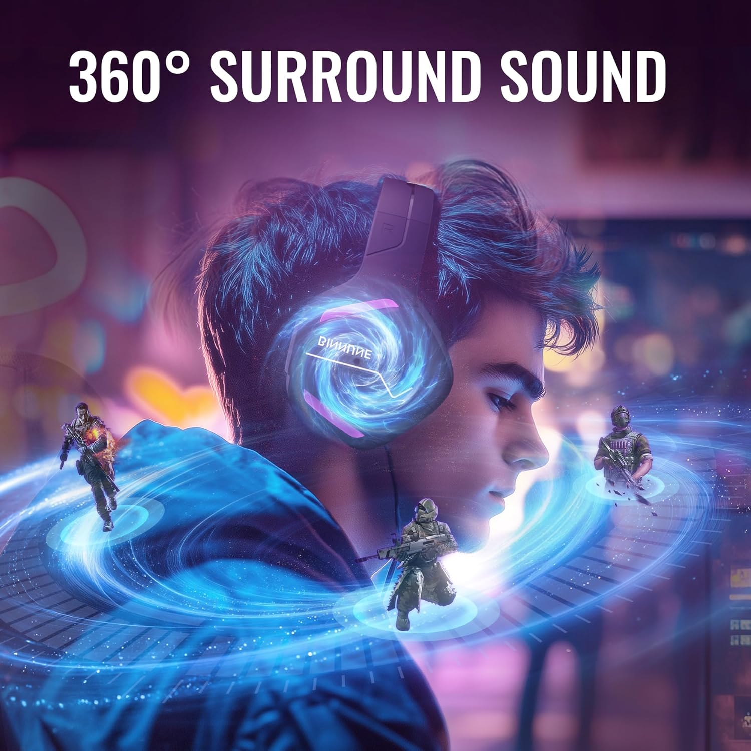 NUBWO Wireless Gaming Headset with Microphone for PC PS4 PS5 Playstation 4 5, 2.4G Wireless Bluetooth USB Gamer Headphones with Mic for Laptop Computer（Binnune Manufacturer） image number 2