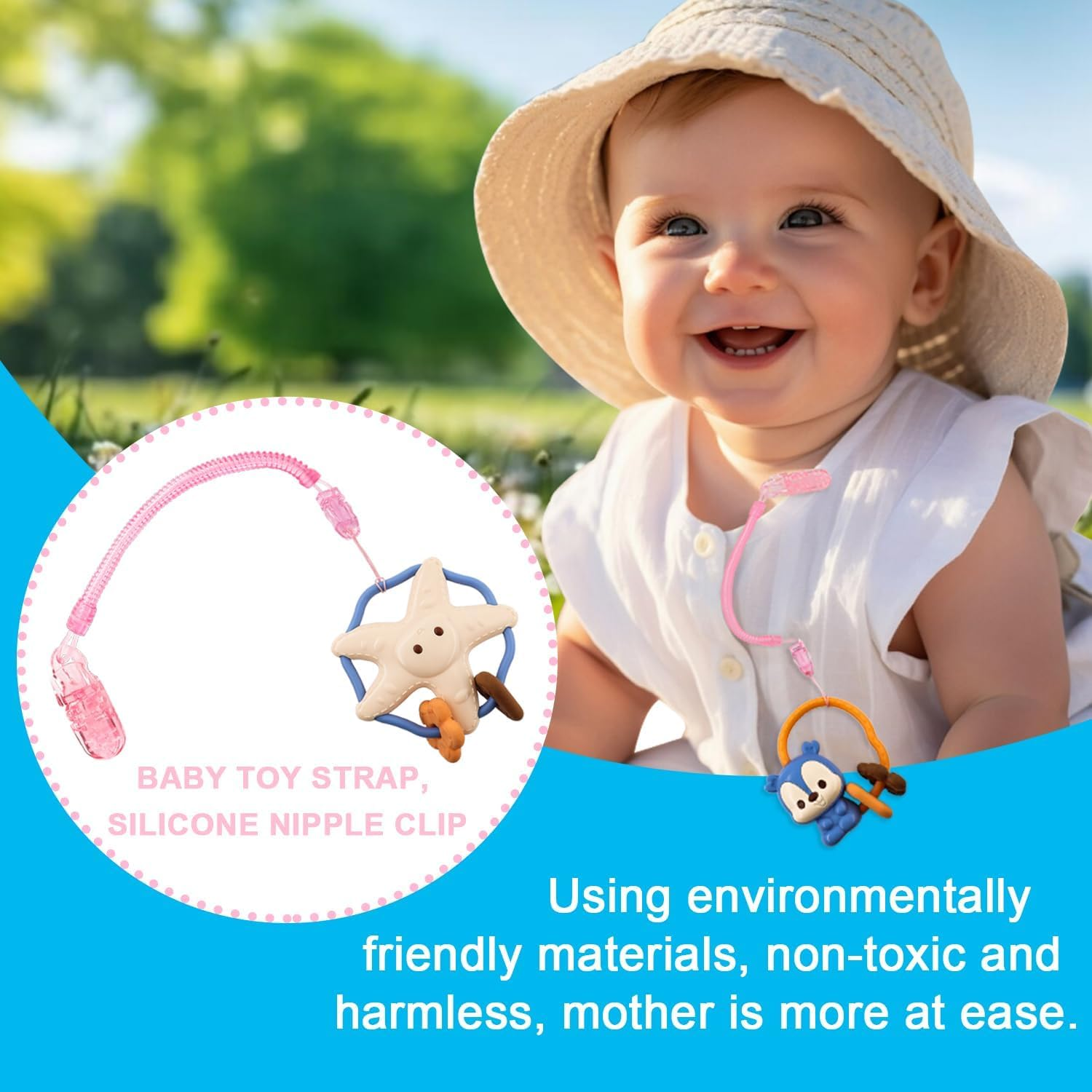 6 Pack Pacifier Clips with Adjustable Spring, Flexible Pacifier Holder Clips for Baby Boys and Girls, Retractable Chain Bpa-Free, Lightweight Fits for Dummies & Soothers & Teething Toys, Great Baby Gifts image number 2