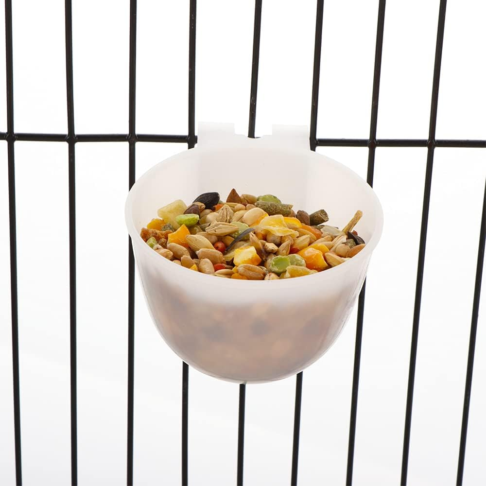 6 Pcs Mini Bird Food Bowl Feeder, Parrot Convenient Hanging Container, Plastic Pigeon Bird Cage Dish (White) image number 4
