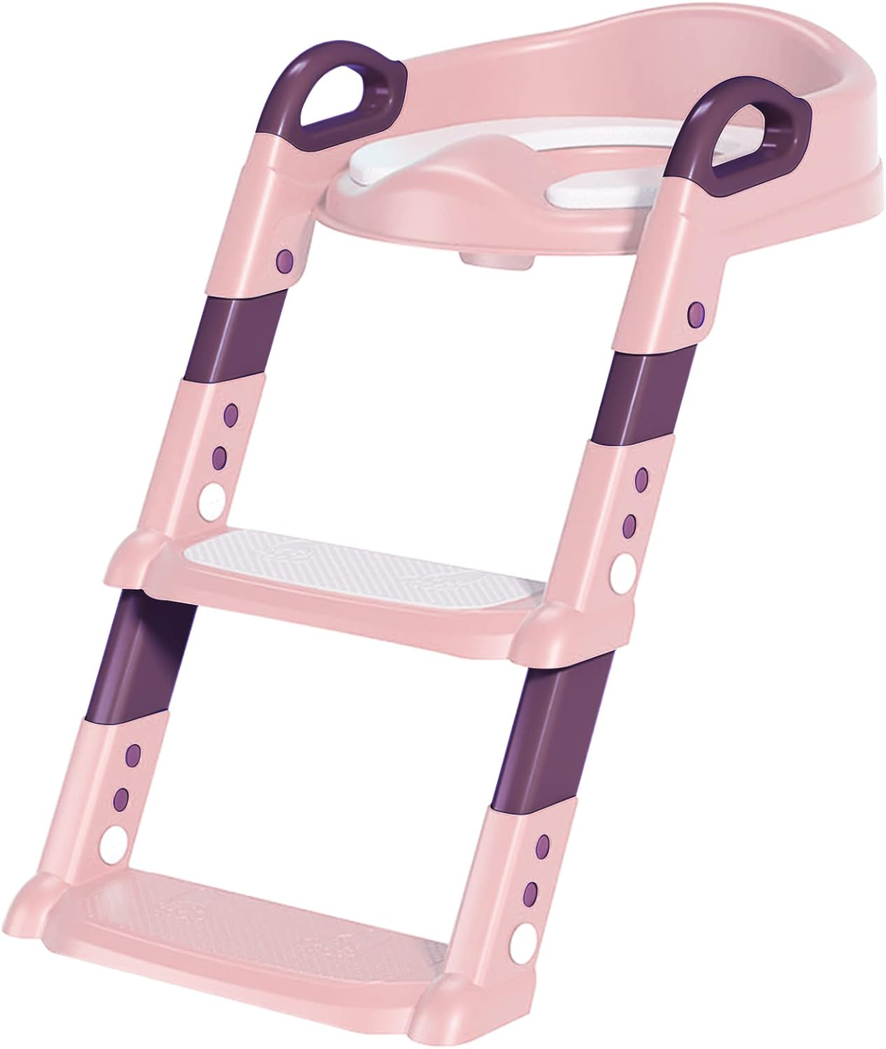 STEUGO Potty Training Seat with Step Stool Ladder,Potty Training Toilet for Kids Boys Girls,Toilet Training Potty Seat Sturdy Comfortable Built in Non-Slip Steps Soft Pad for Baby Boys Girls(Pink) image number 1
