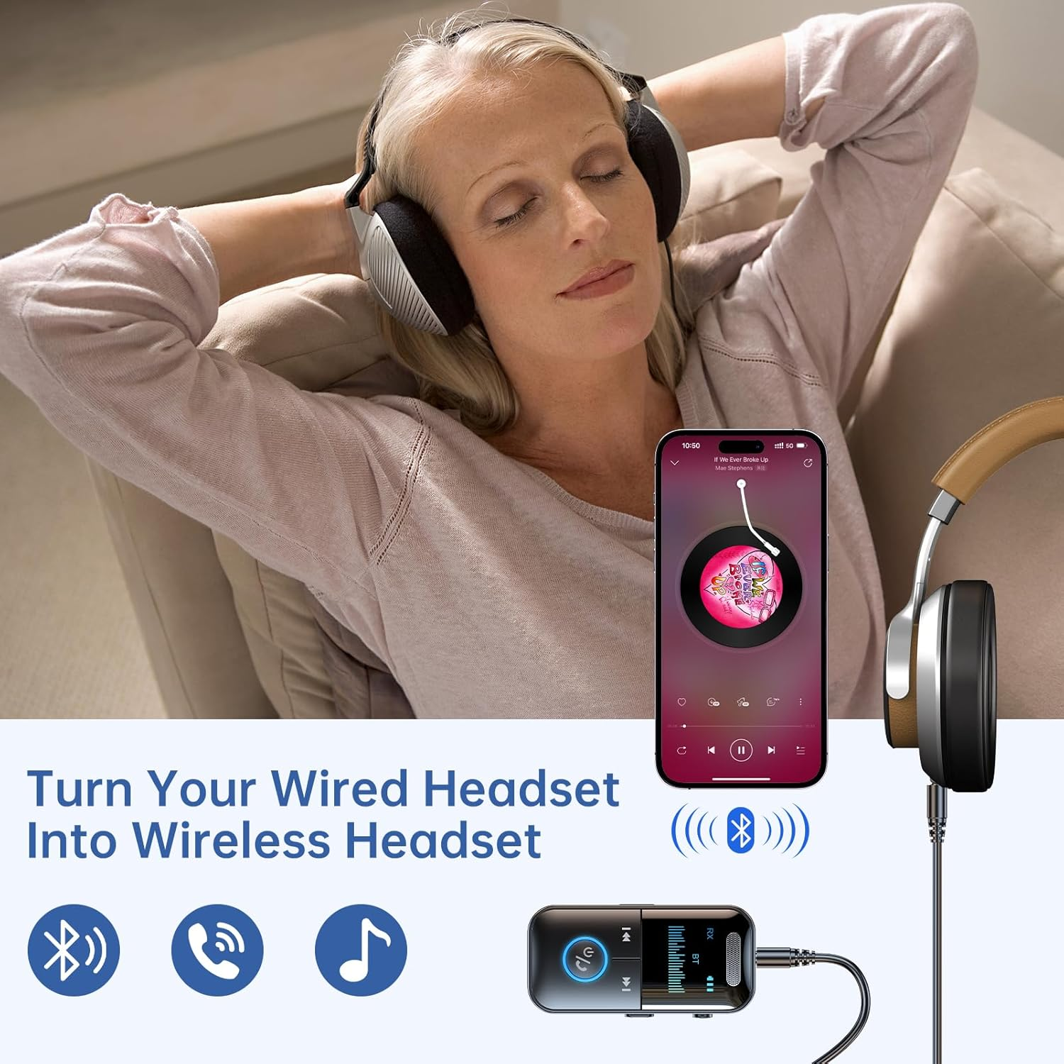 Bluetooth 5.4 Audio Transmitter Receiver, 4-In-1 Wireless Transmitter Adapter, Low Latency/Hd Screen/Tf Card Aux Adapter for Airplane, Car, Laptop, Radio,Tv image number 4