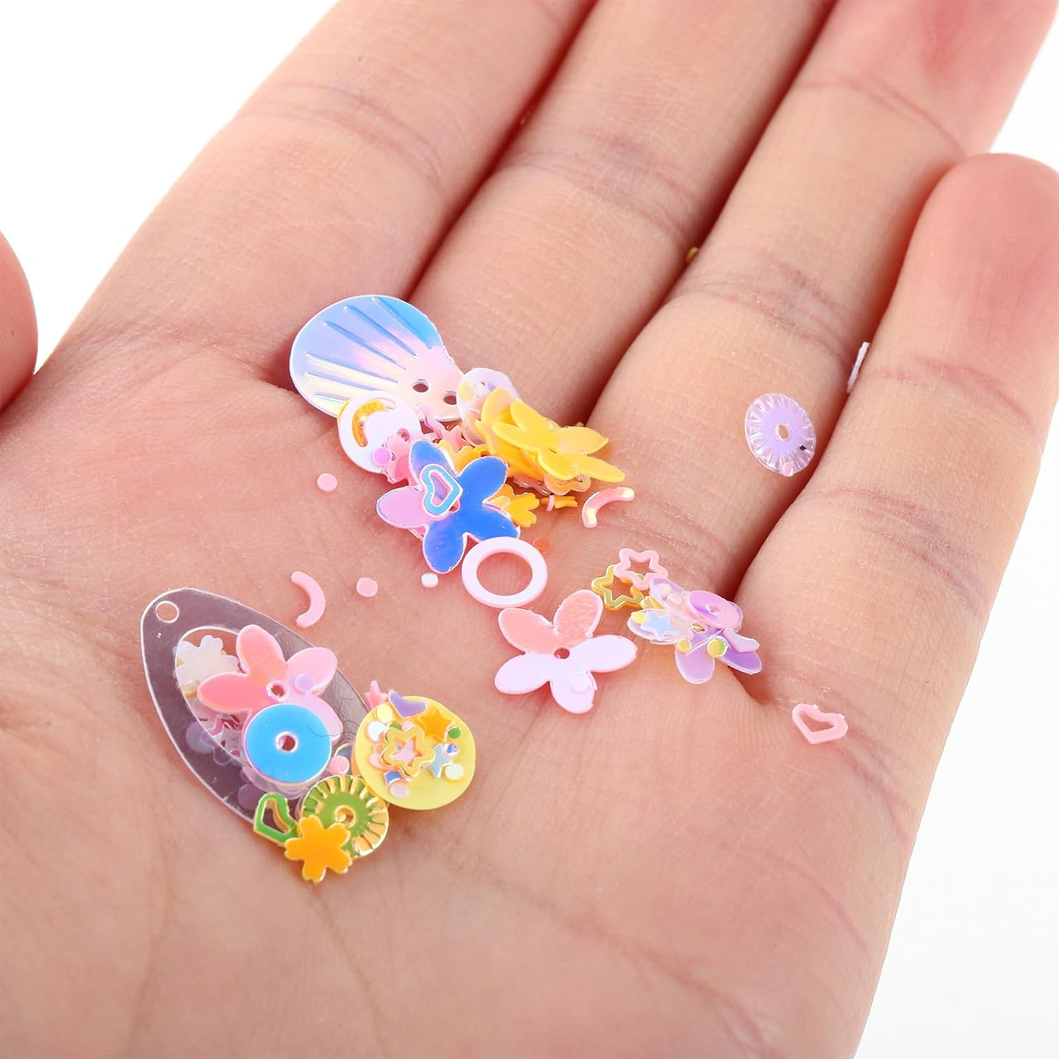 WRITWAA Iridiscent Sparkly Craft Sequins for Embroidery and DIY Nail Art, Assorted Irregular Shapes and Colors, 2-Box Set Decorative Sequins for Clothing and Kids&rsquo; Crafts image number 5