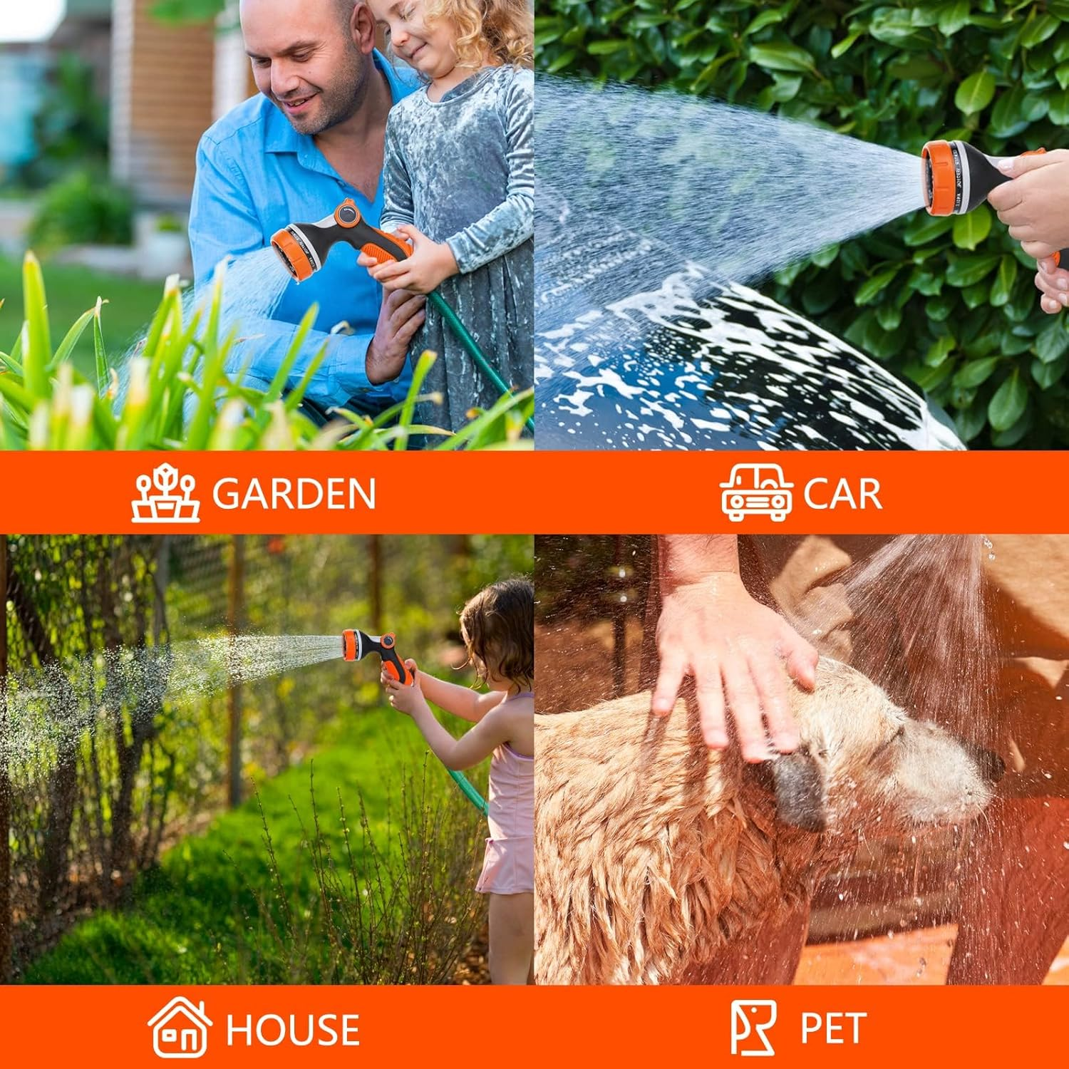 MLUOTALY Garden Hose Spray Nozzle, 10 Adjustable Patterns Garden Hose Pipe Spray Set, Garden Spray Nozzle for Watering Lawn Car Washing Pet Bathing Sidewalk Cleaning image number 6