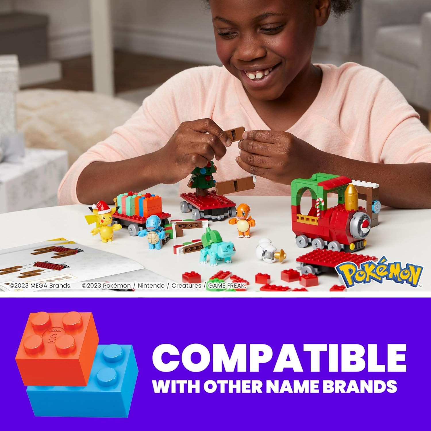 MEGA Pokemon Building Toys Set Holiday Train with 373 Pieces, 4 Articulated and Poseable Characters and Surprises, for Kids (Amazon Exclusive) image number 4
