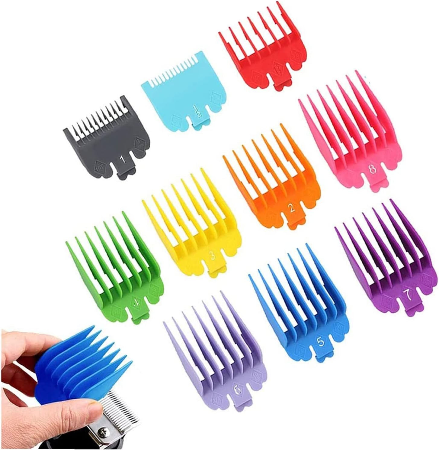 Admecoo 10PCS Hair Clipper Guide Comb Set for Wahl Hair Clippers Limit Combs Hair Trimmer Guards Attachments Hair Salon Tool Set image number 4