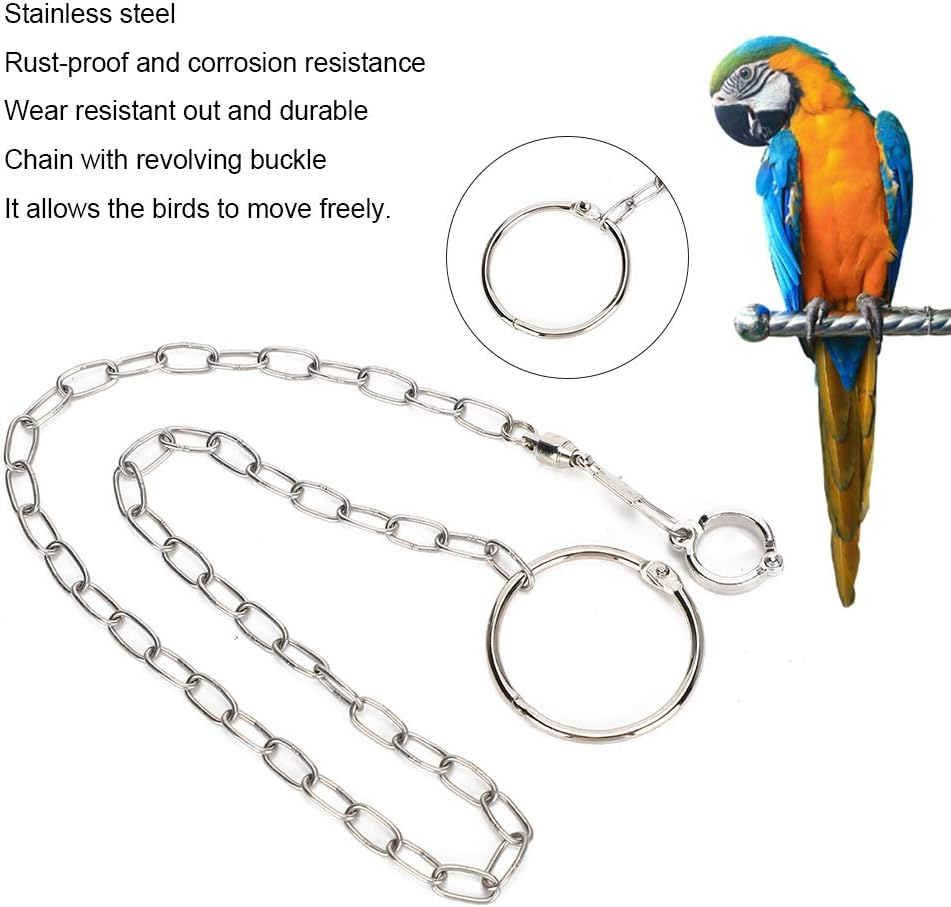 Mrisata Conure Harness Anklet 54Cm Stainless Steel Split Anklet for Large Pets Training Anklet for Birds Parrot image number 3