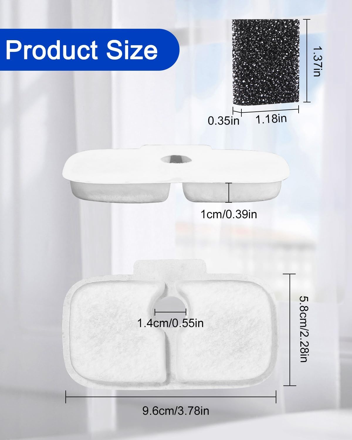 Pack of 12 + 12 Cat Fountain Filter, Replacement Filter for Drinking Fountain, Cat Fountain Filter with Petlibro 2.5 Litre PLWF005, PLWF115, Filter Cat Fountain, 12 Filter Cartridges and 12 Foam image number 4