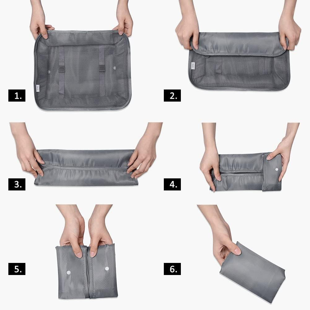 Packing Cubes for Travel, 7 Set Luggage Organizers with Shoe Bag, Electronics Bag, Cosmetics Bag, Accessories Bags Made with Wearable Waterproof Fabric (Pink) - Blue image number 3