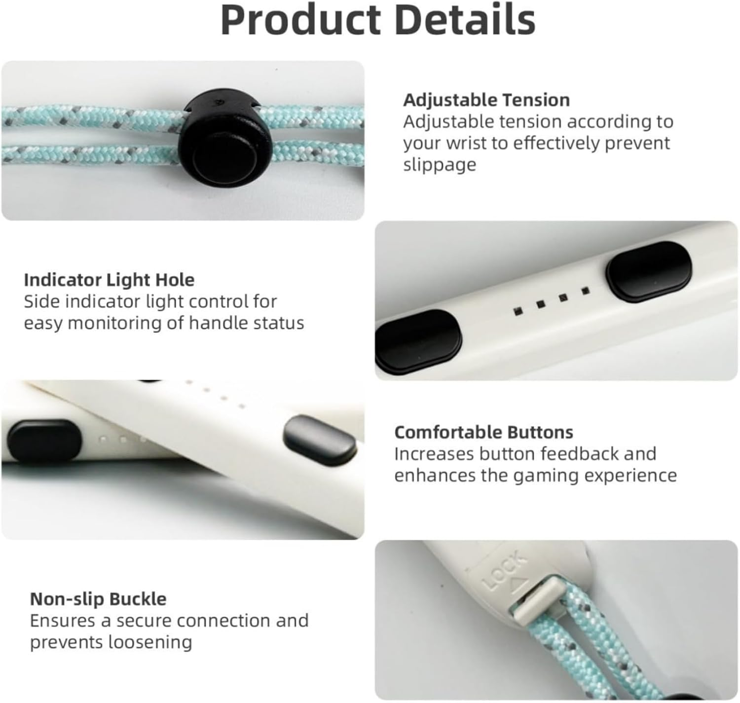 Suytvenxau 2 Pack Wrist Strap Compatible with Nintendo Switch Accessories for Joy Con Replacement Lanyard Secure Grip Adjustable Nylon Strap Game Controller (White) - White image number 5