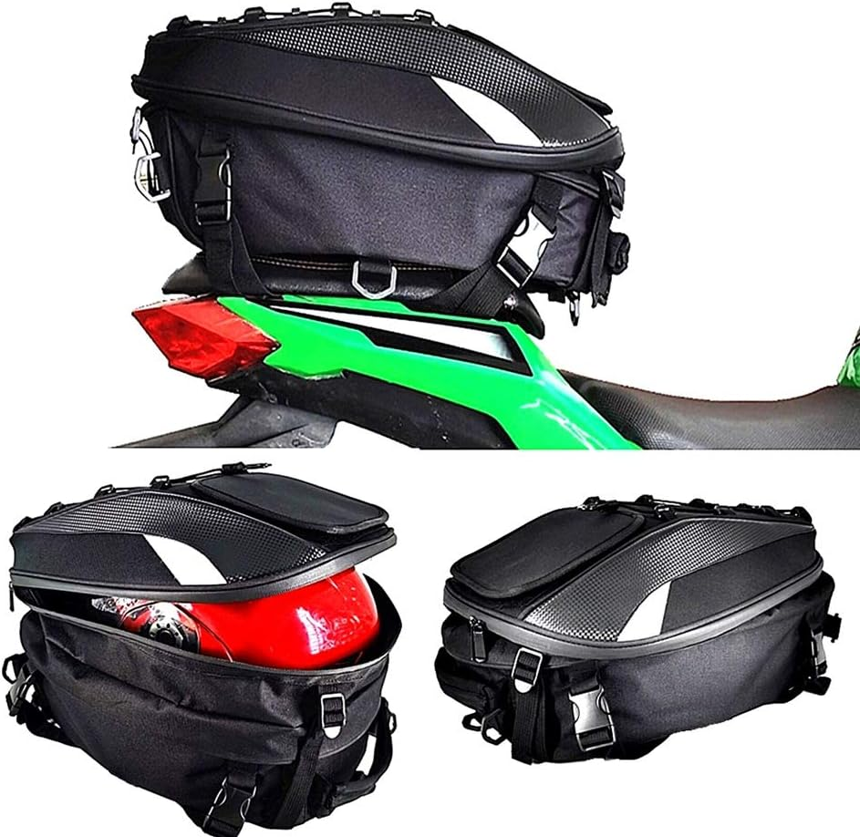Dual Use Motorcycle Helmet Bag - Waterproof Seat Bag for Motorbike Full Face Helmet - Includes One Extra Cargo Net image number 3