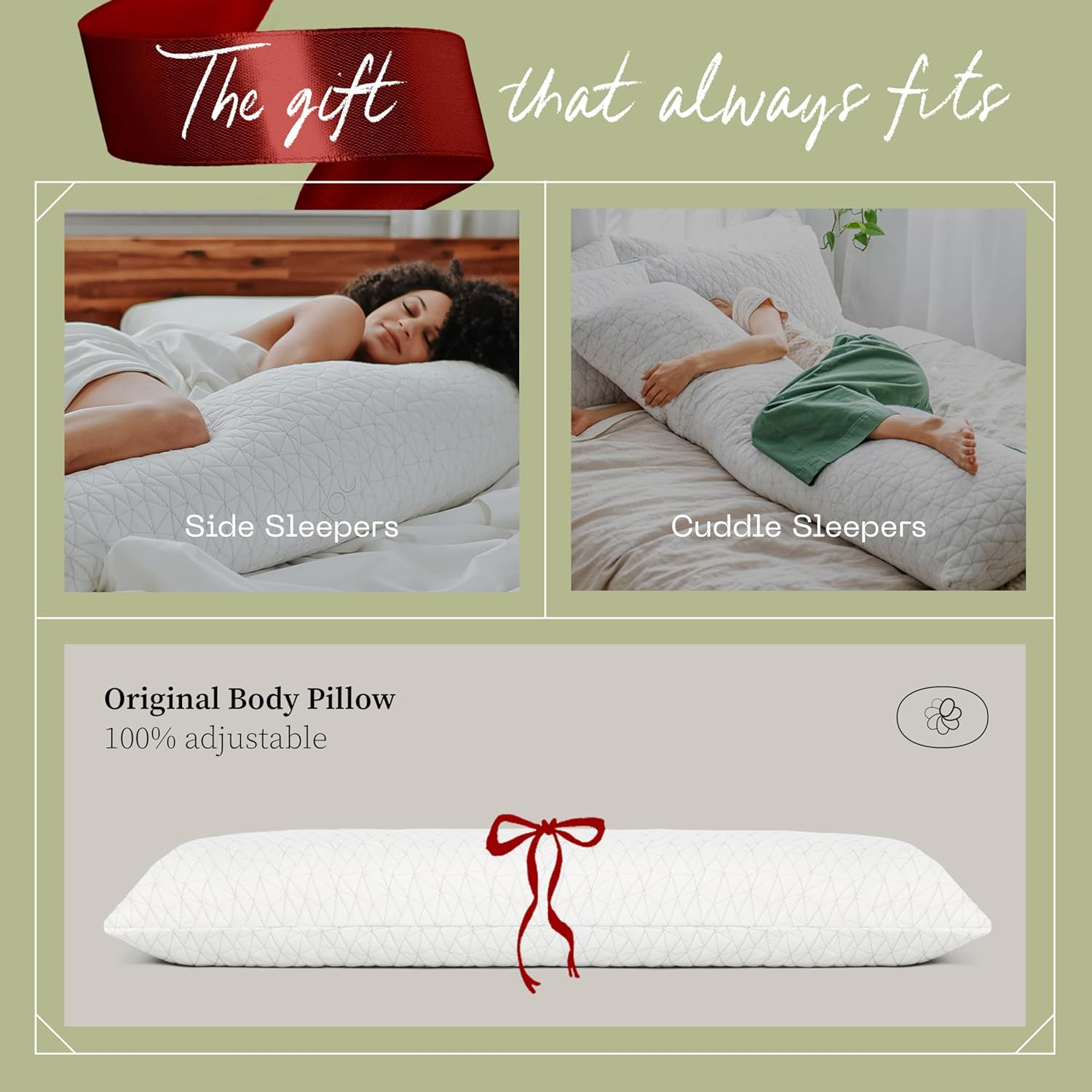 Coop Home Goods Total Body Pillow with Adjustable Shredded Memory Foam ? Perfect Pillow to Snuggle during Pregnancy - Washable -20X54- Bamboo Derived Viscose Rayon and Polyester Blend Cover - image number 1