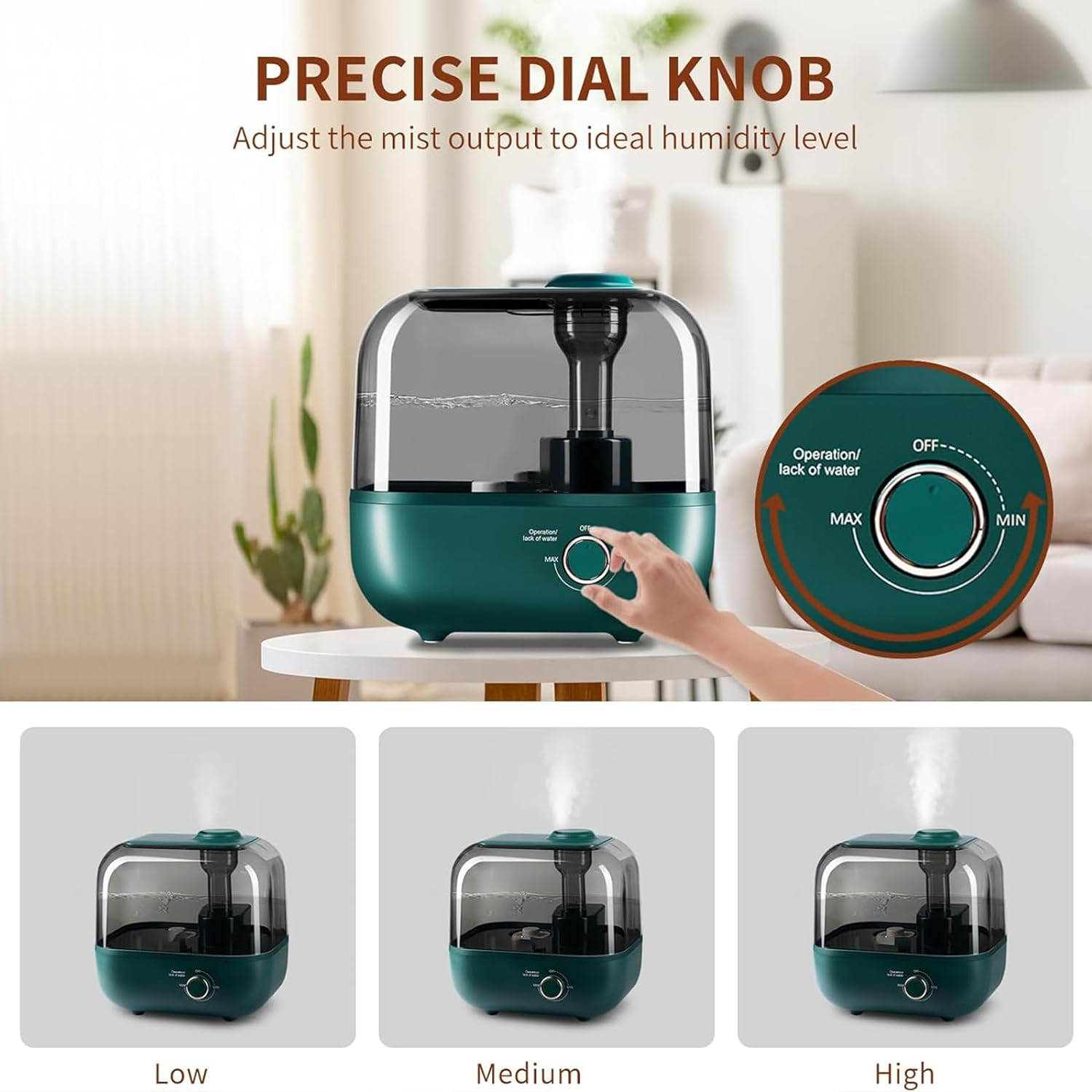 BEAR Humidifier for Bedroom, 5L Cool Mist Air Humidifier with Essential Oil Diffuser, Top Fill Humidifier for Baby Plants, Quiet, 360&deg; Nozzle, Auto-Shut Off, Easy to Clean (AU Adapter) image number 5