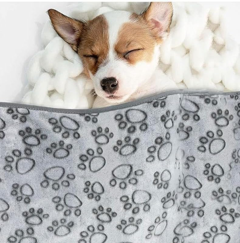 Soft Pet Dog Blanket for Medium Dogs, Cozy Pet Throw with Paws Print for Dogs & Cats, Machine Washable Premium Non Shedding (Gray, 104 * 76CM) image number 3